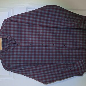 NWOT Arrow Men's Burgundy and Grey Checkered Button Down Dress Shirt